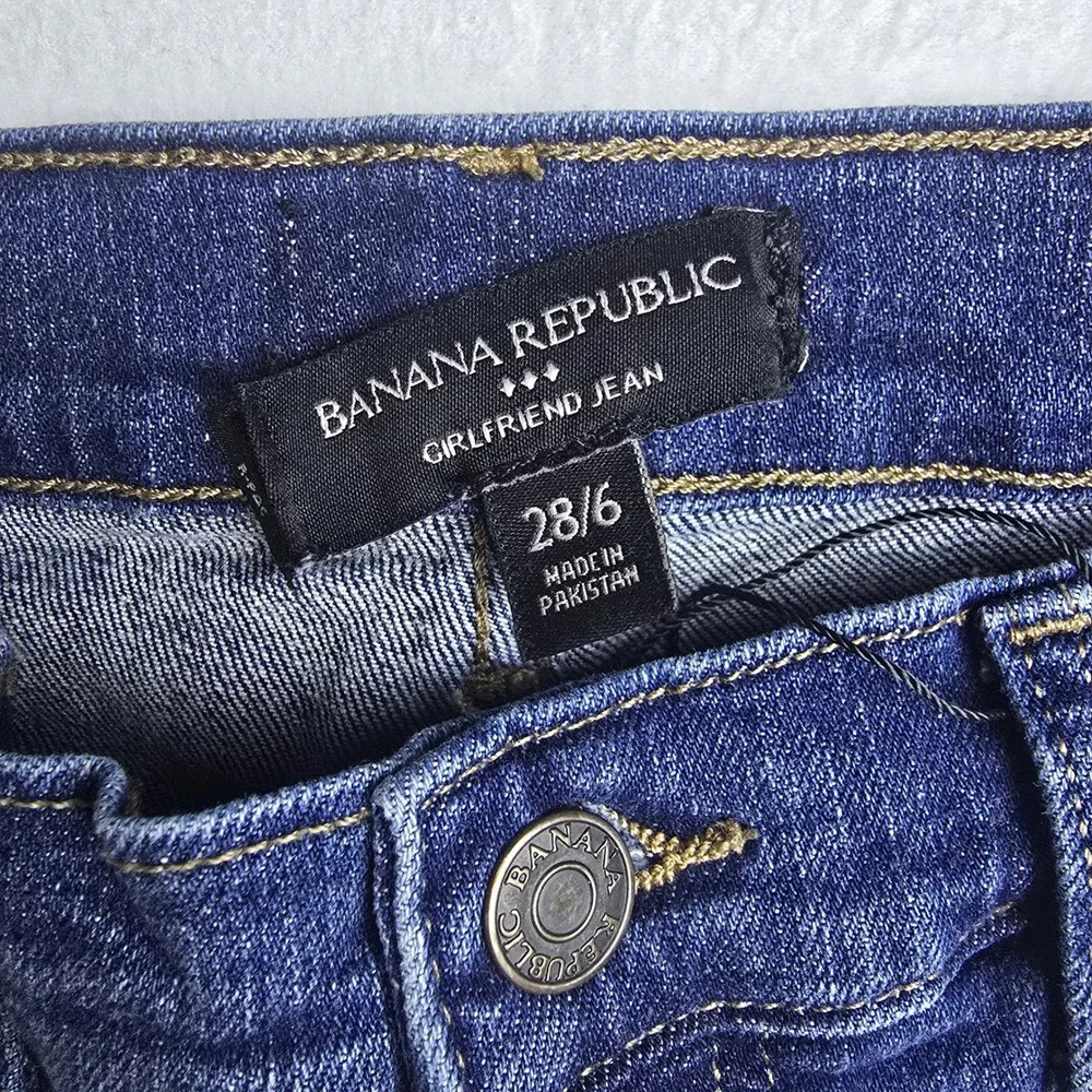 Banana Republic -058 Womens‎ Girlfriend Jeans Dark Wash Blue 536092-00 Size 28/6